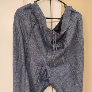 Faux linen blue denim
